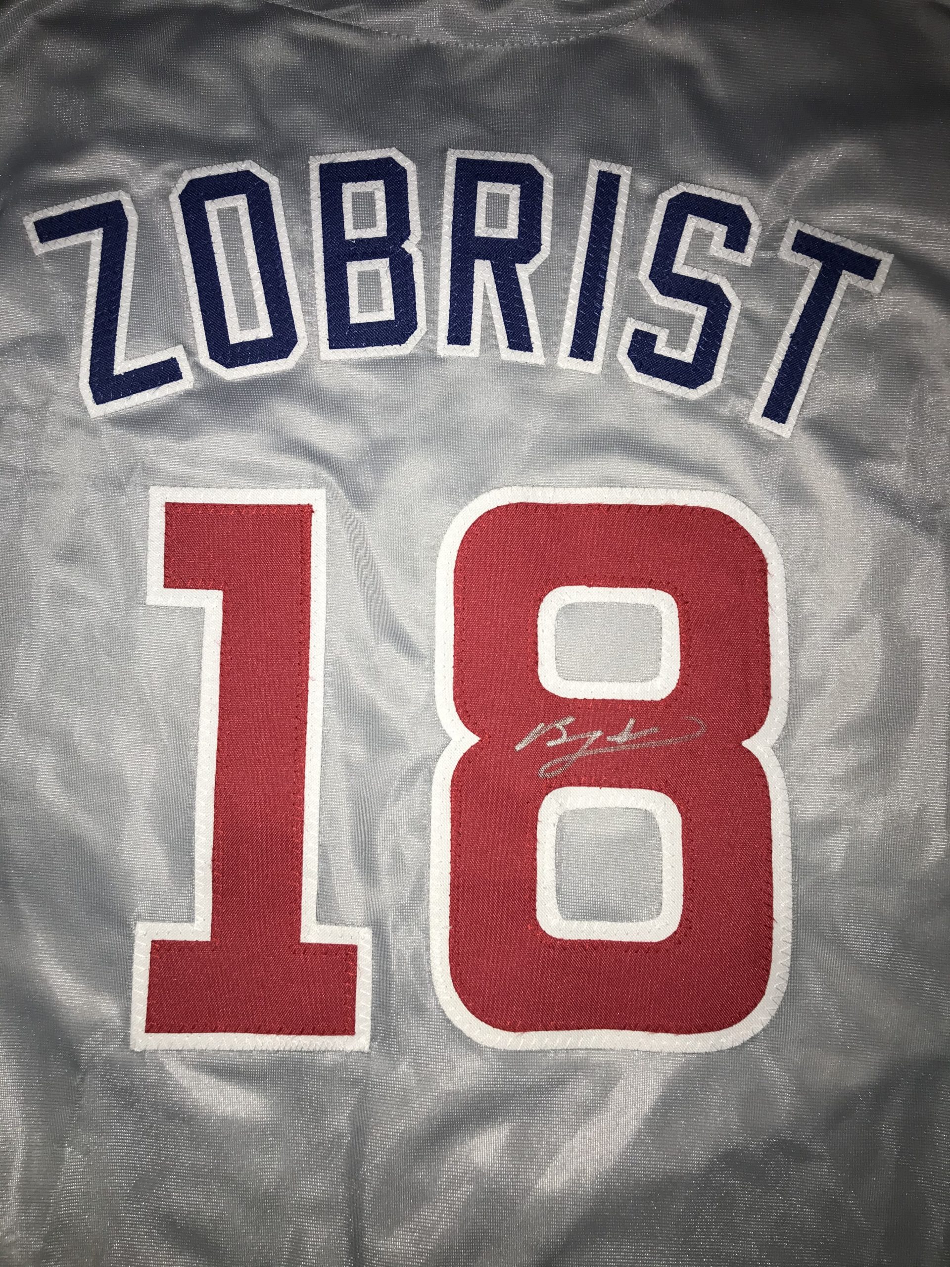 Ben Zobrist Signed Custom Chicago Grey Road Jersey. Size: XL