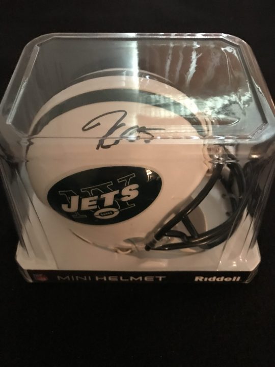 Jeff Cumberland Signed Jets Mini Helmet With Steiner COA