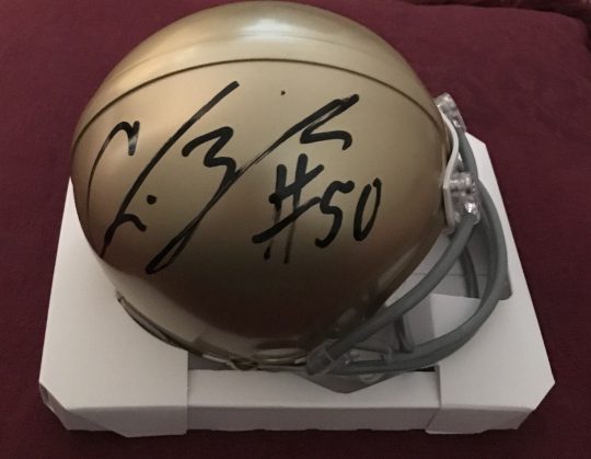 Chris Zorich Signed Notre Dame Mini Helmet With CSAC COA