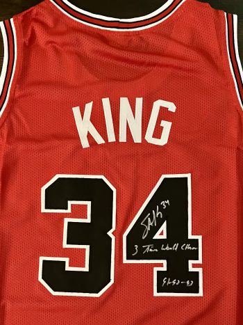 Stacey King Signed Custom Red Jersey w/3x NBA Champ Insc. & CSAC COA