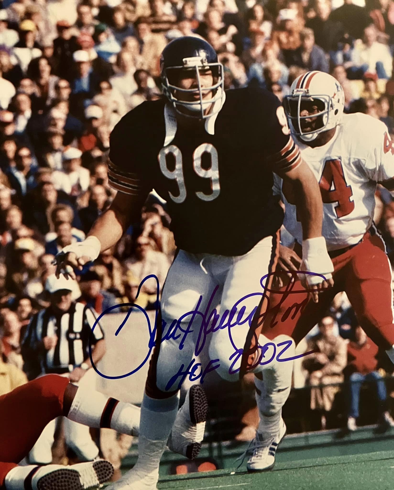 Dan Hampton Signed 8x10 w/HOF 2002 Inscription