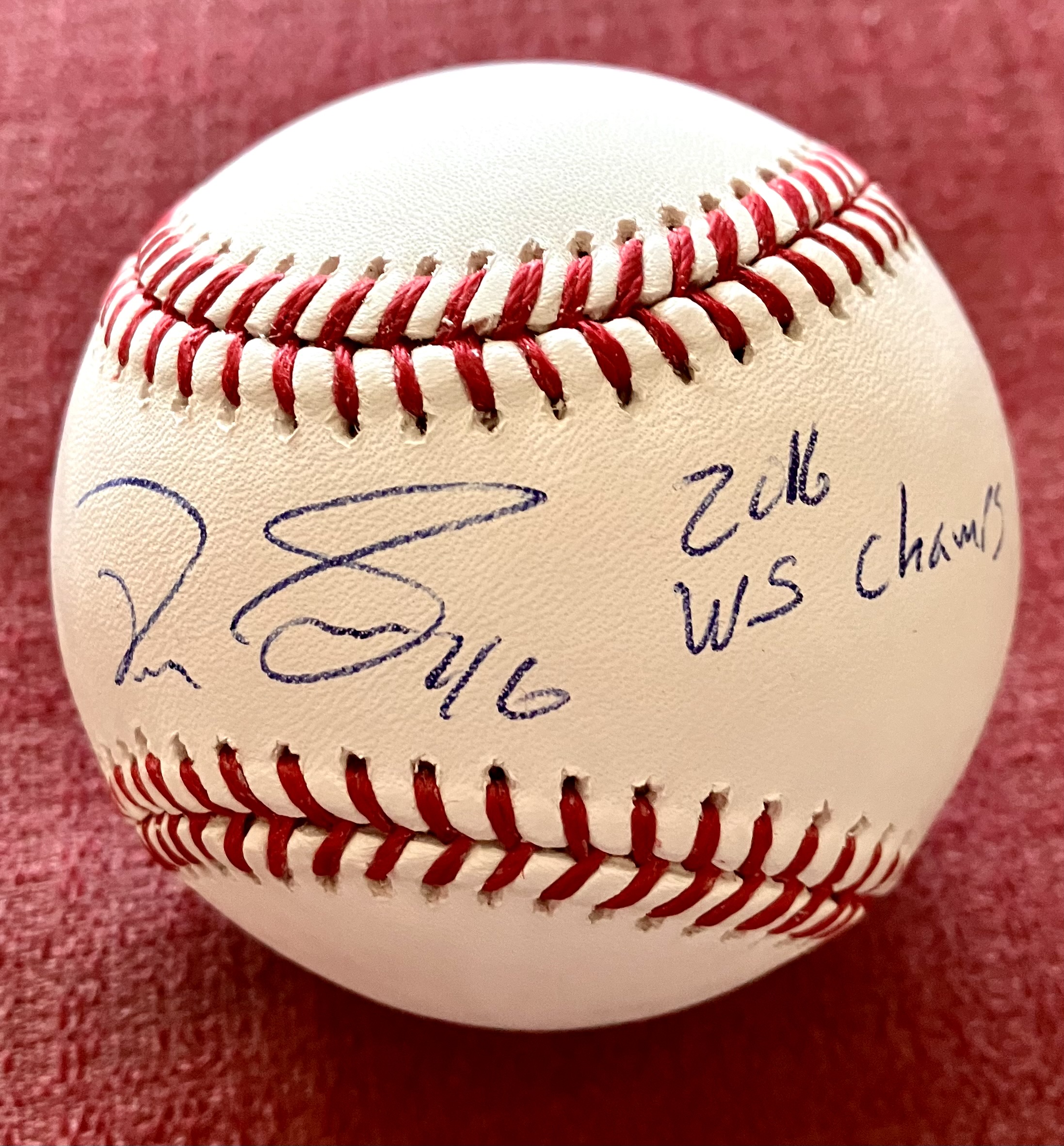 Pedro Strop Signed MLB Baseball w/2016 WS Champ Inscr.