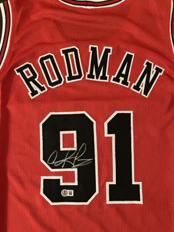 Dennis Rodman Signed Custom Red Jersey & Beckett COA