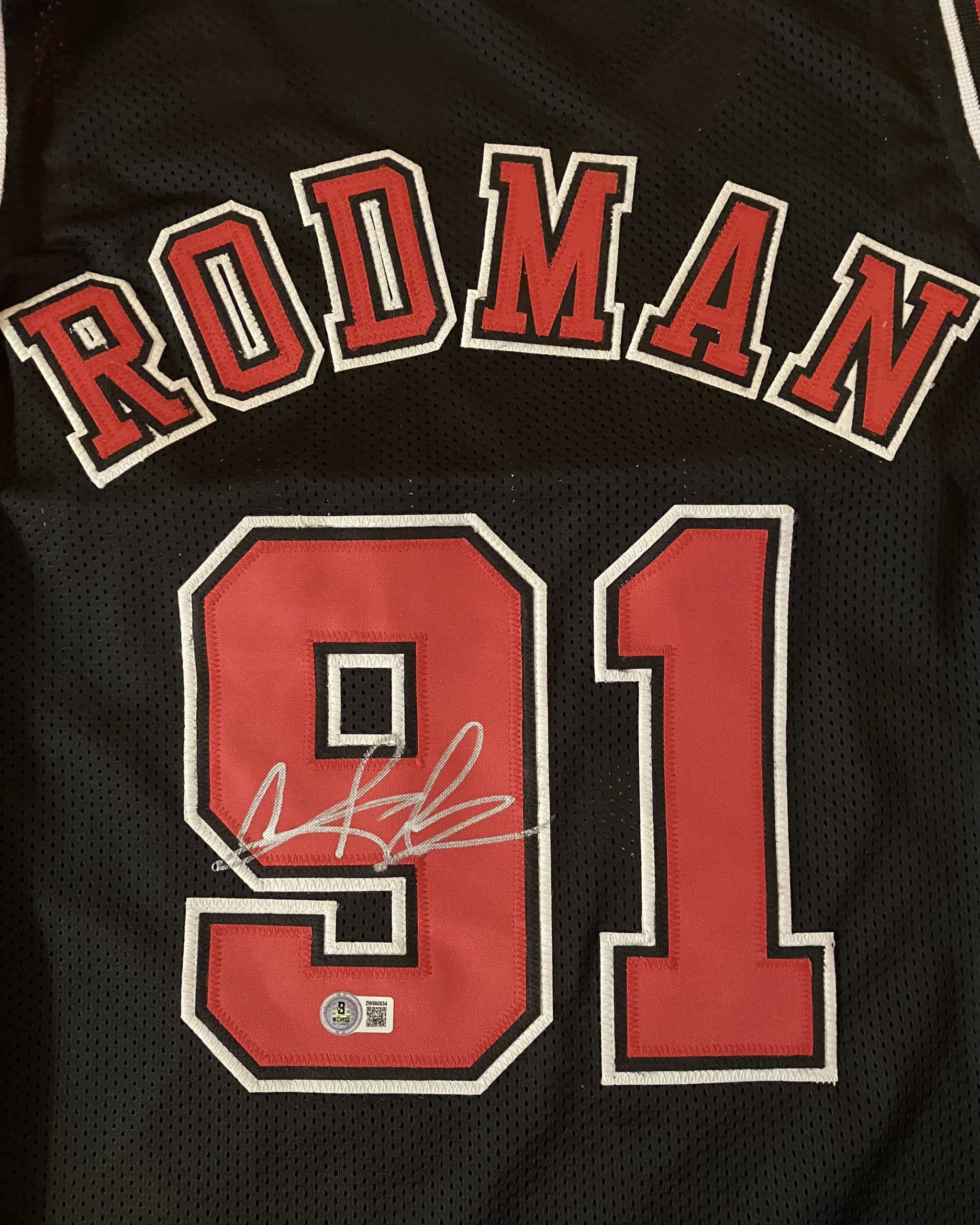Dennis Rodman Signed Custom Black Jersey & Beckett COA