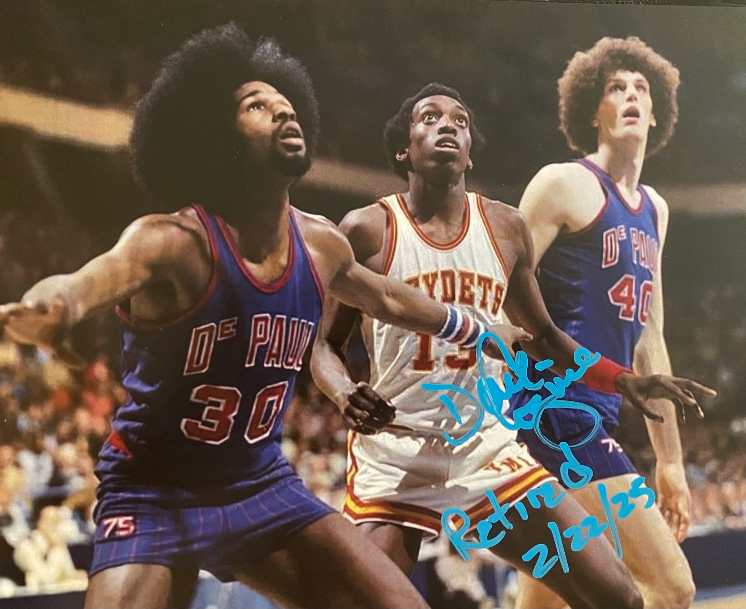 Dave Corzine Signed 8x10 w/ Jersey Retirement Inscription