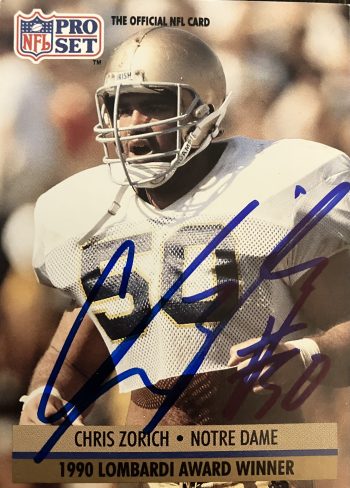 Chris Zorich Signed Card