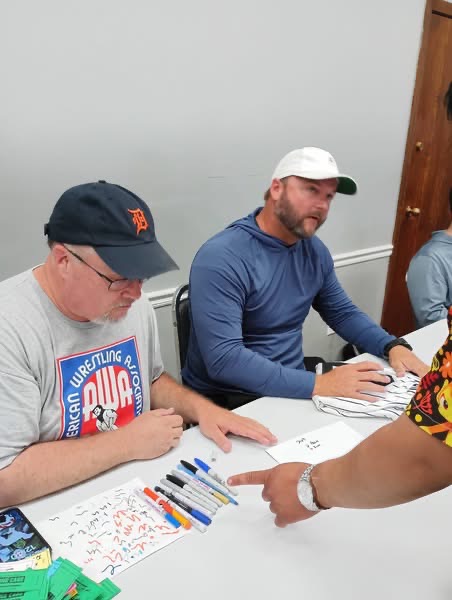 AJ Pierzynski, Malik Muhammad, Keyshaun Elliott at Chicago Card Show in Bridgeview